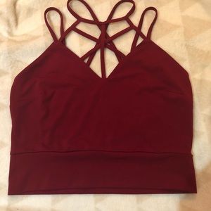 DEEP RED CROP TOP WITH STRAP BACK DESIGN